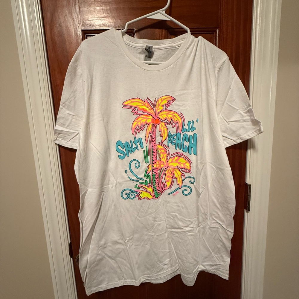 Gildan White Tee with Tropical Print